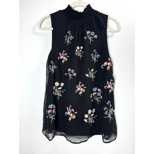 Sundance Black Floral Embroidered Blouse